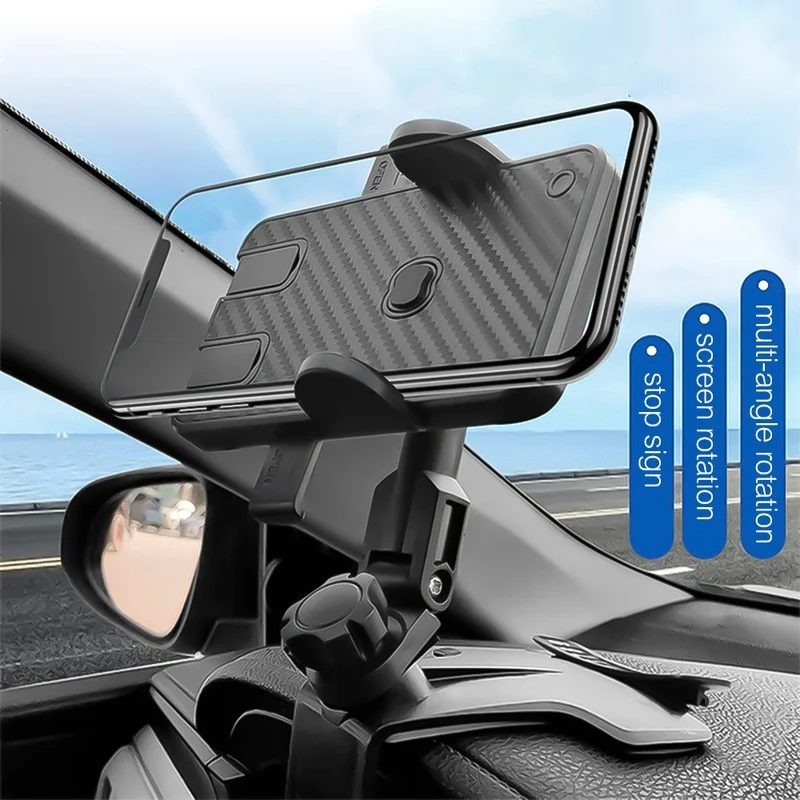 

New Dashboard Clip Car Phone Holder with Number Plate Sun Visor GPS Bracket 360 Rotation Stand for Samsung Iphone Xiaomi