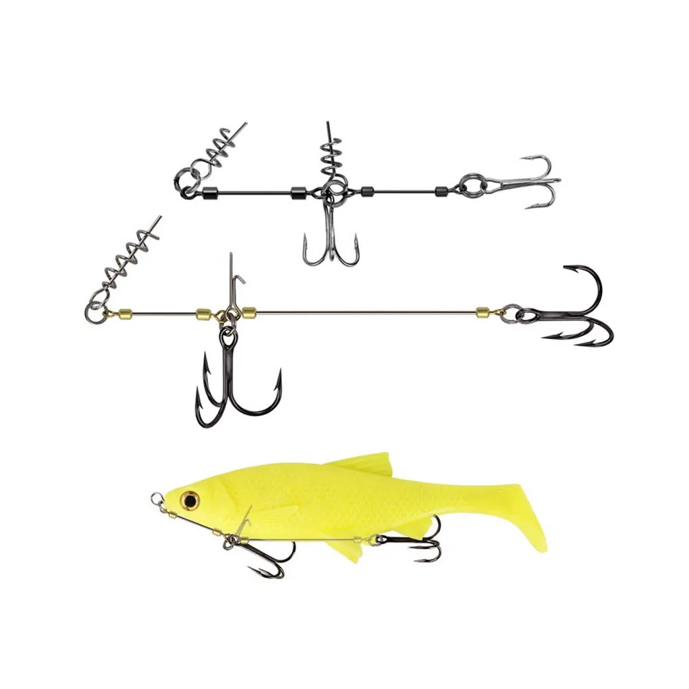 Waterboy Fish Screw Rig Kit - Double Hameçons Triples avec Stingers pour Leurres Souples et Shads