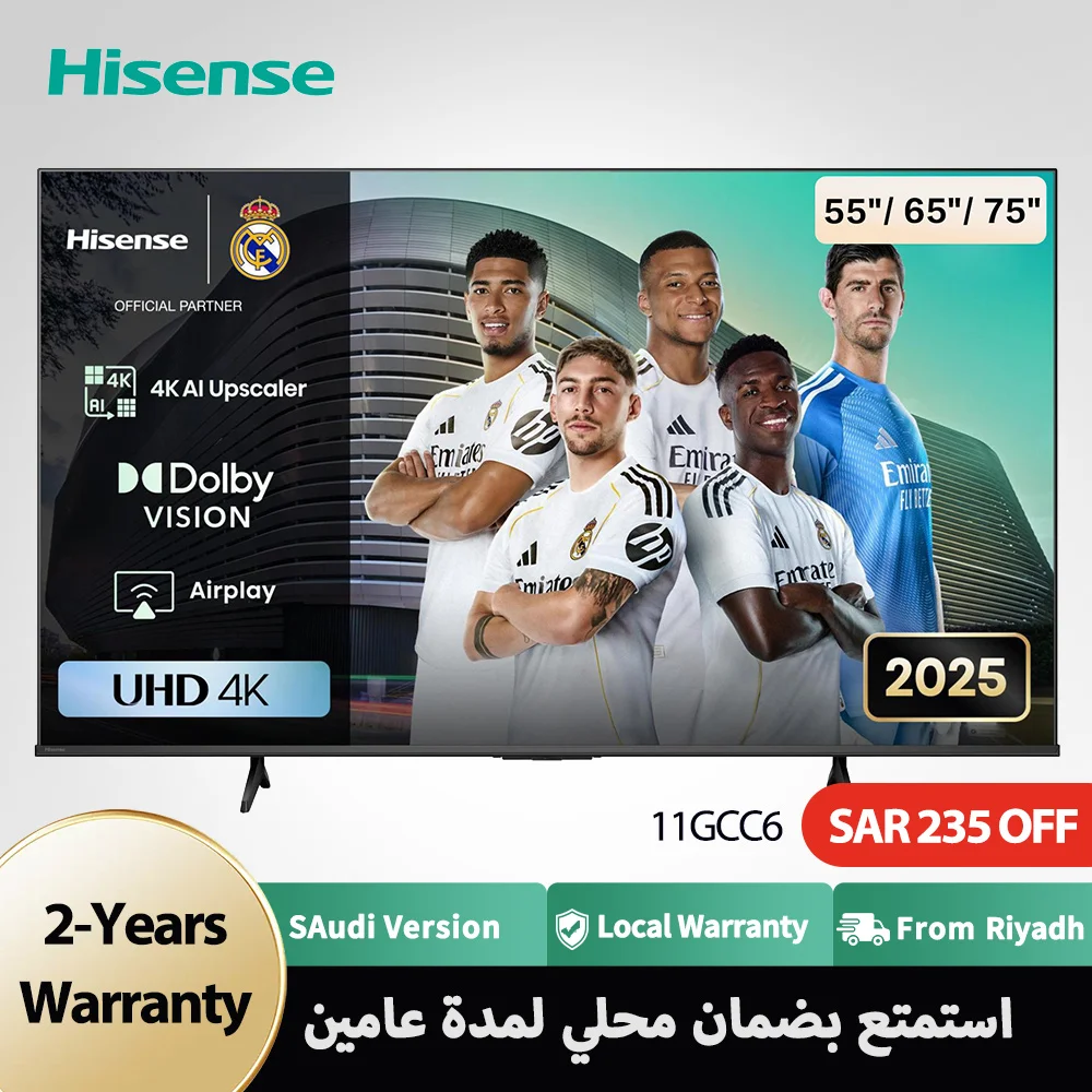 تلفزيون ذكي Hisense A6-55/65/75 بوصة UHD، AI 4K Up...