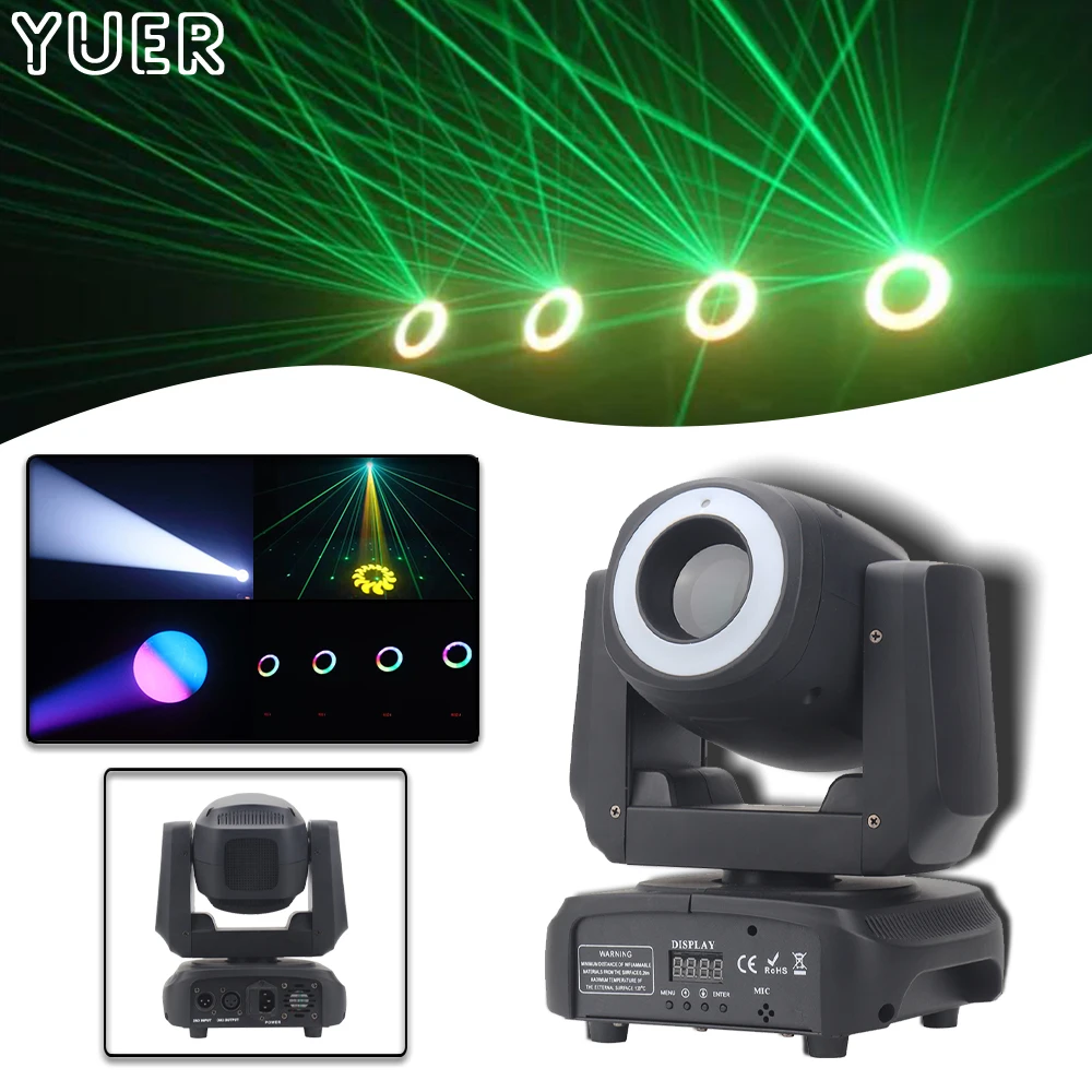 

DJ 85W Led Beam Green Laser Moving Head Stage Light With RGB Backlights DMX Gobo Projector Spot Lights For Christmas Wedding