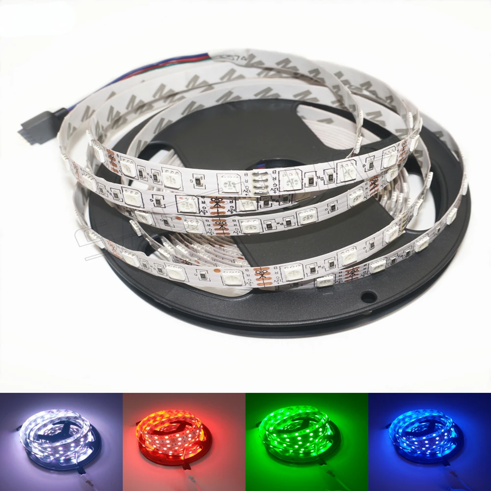 

New version 5M/lot 60leds/m DC12V 5050 RGB Flexible Light Strip 300leds/roll non-waterproof white/ black PCB led strip