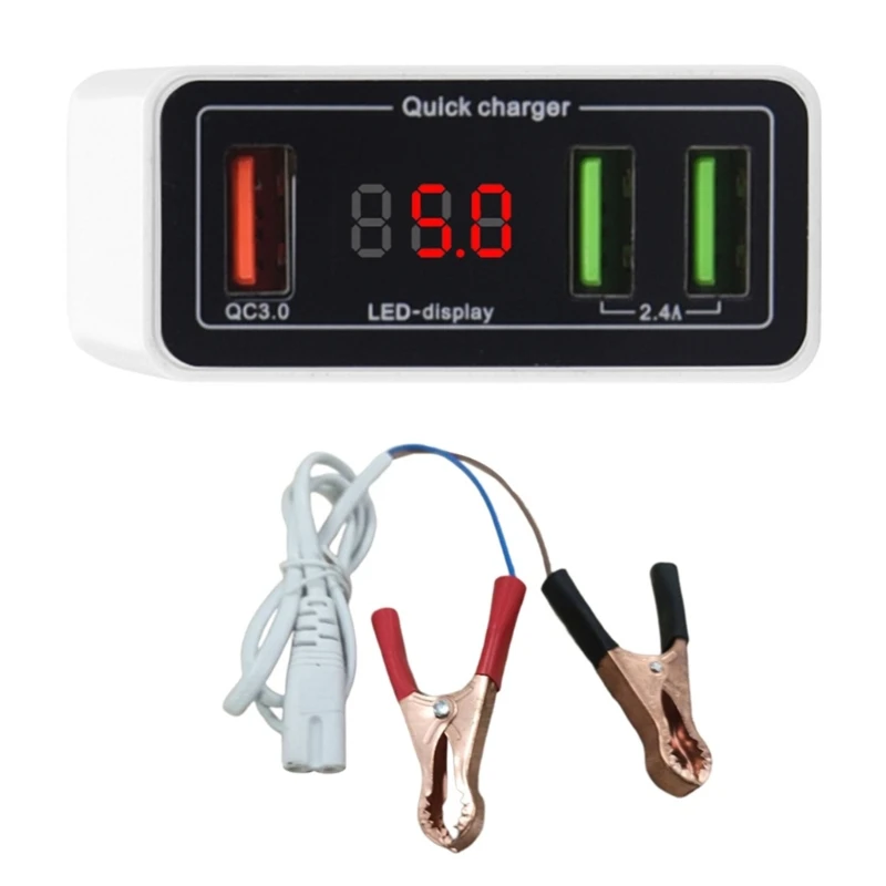

Converter Clip 12V-36V QC3.0 USB Power Adapter 3 Ports Automatically Shunt Charging with Voltmeter