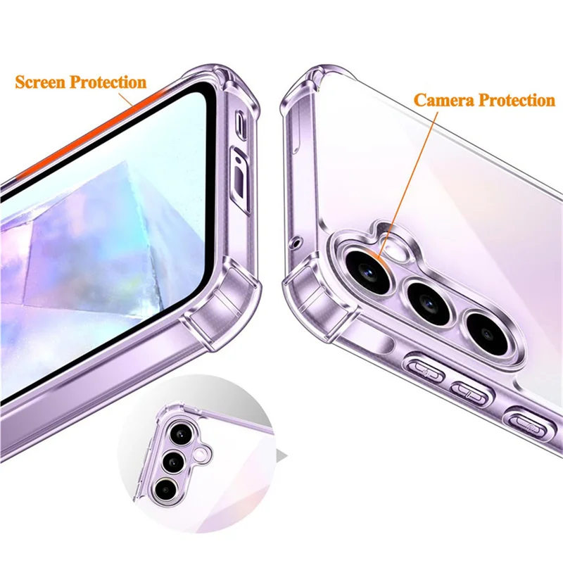 3-in-1,Airbag Case + Privacy Glass for Samsung A55 5G Soft Clear Shockproof Silicone Phone Cases Samsung Galaxy A55 Cover A55 5G 5