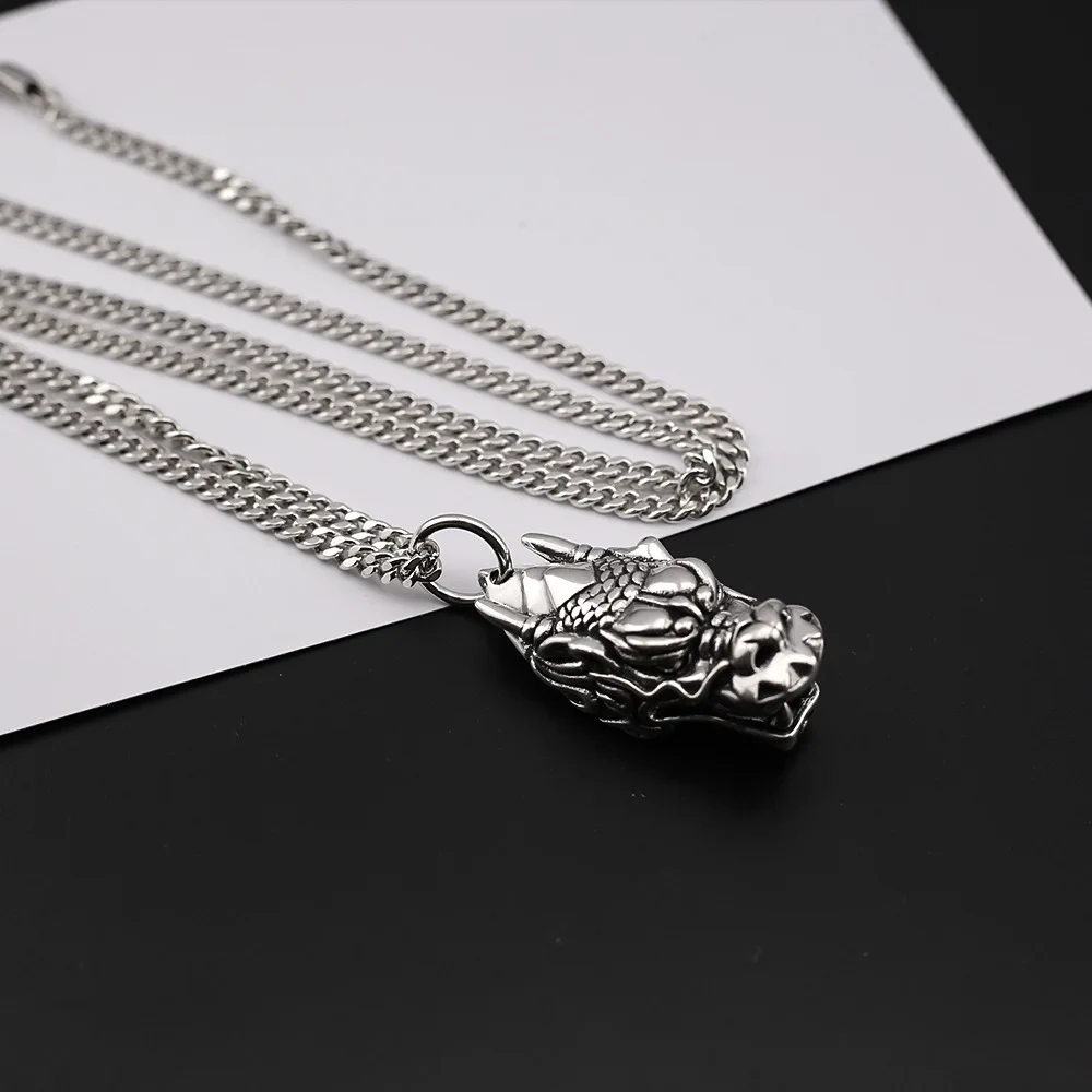 Twelve zodiac signs dragon head pendant necklace men's necklace