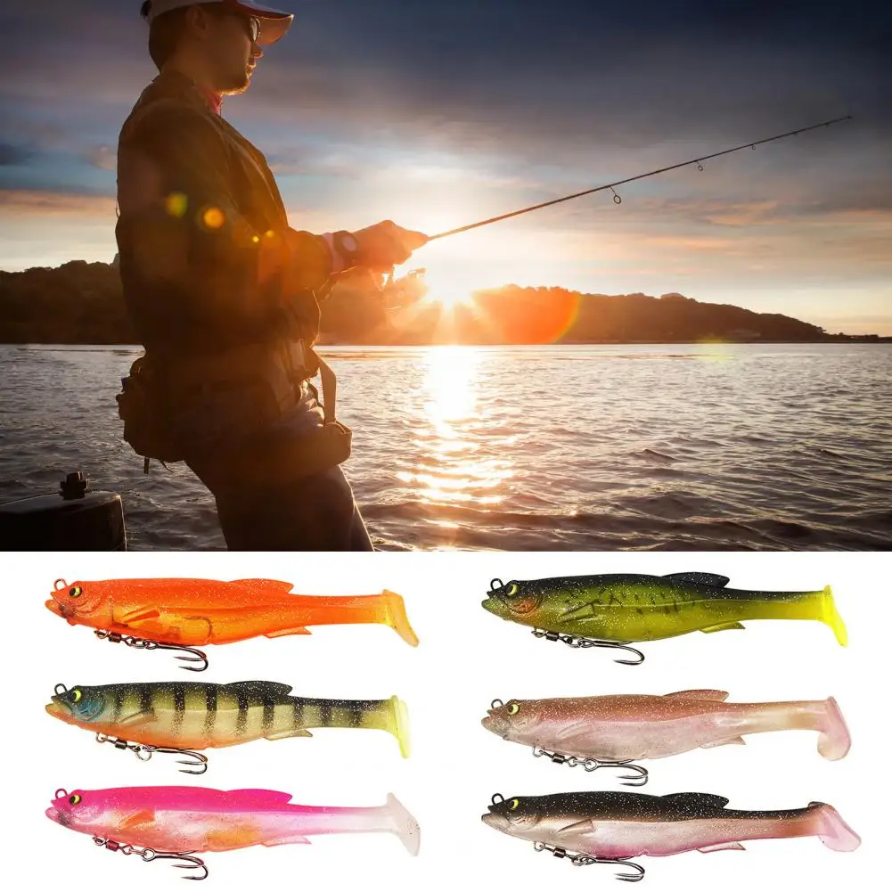 

12.5 cm/21 g Soft Bait 3D Simulated Fisheye Treble Hook Bite Resistant Angling T-tail Treble Swivel Bionic Bait Outdoor Fishing