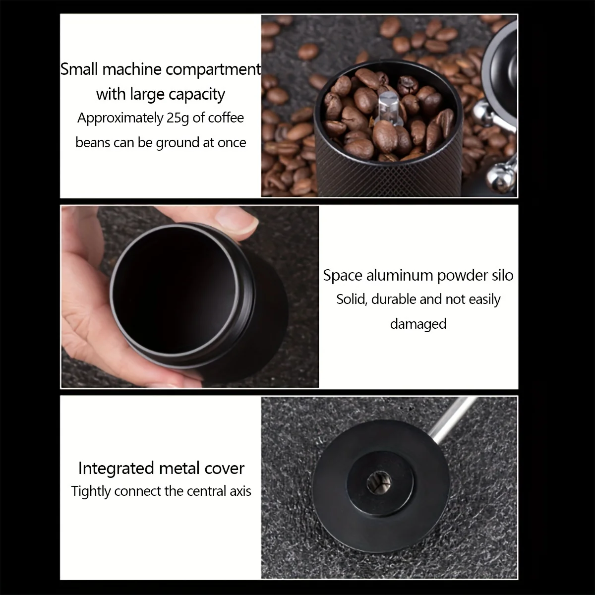 1pc Precision Manual Coffee Grinder - Digital Adjustable Settings, Stainless Steel Burr Mill, Bean Connoisseurs Choice, Coffee M