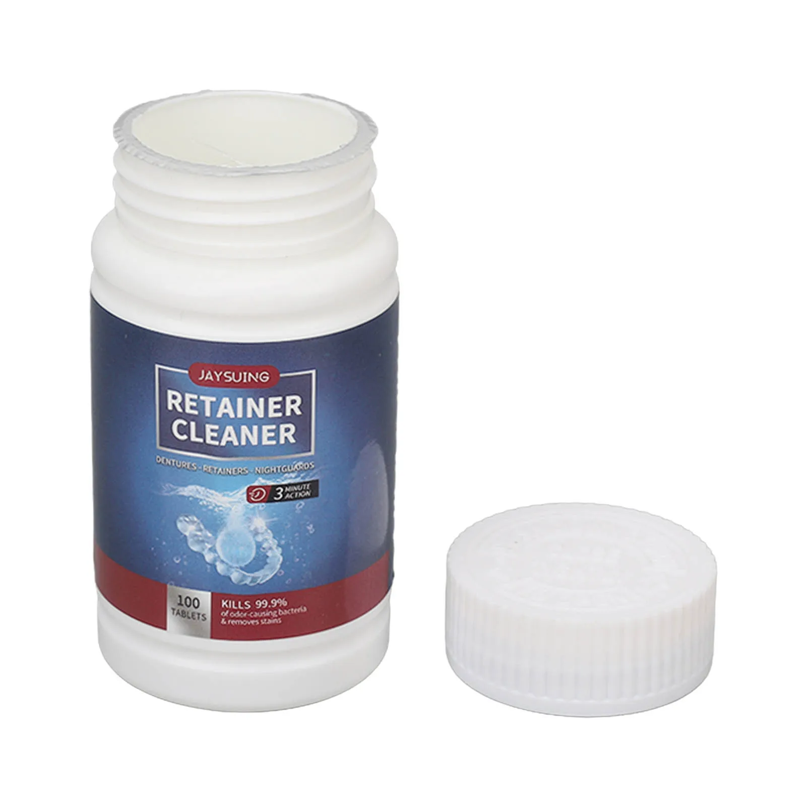 100PCS Retainer Cleaner Portable Effectively Cleaning Retainer Cleaner Tablets Organics for Outdoors for Teeth Braces Odor