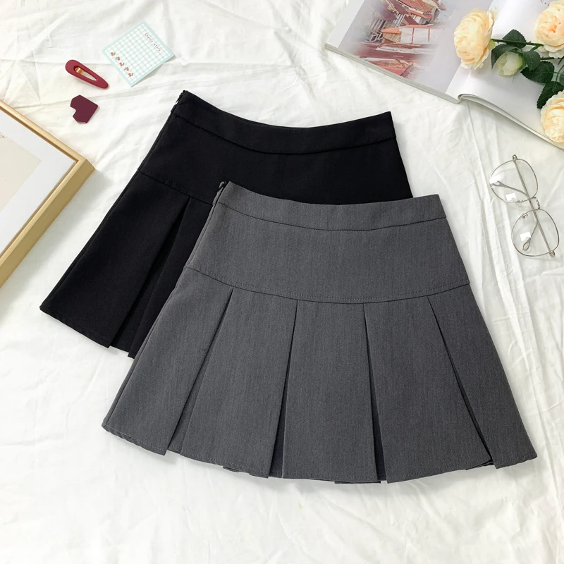 

Pleated Mini Skirts Women Vintage Chic Y2K Preppy Style Korean Shorts Skirt A-Line Zipper Clubwear Streetwear JK Japanese