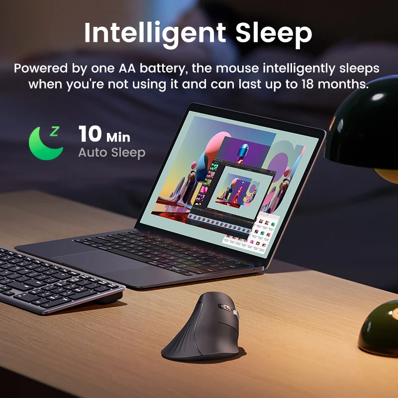 Ergonomic Wireless Vertical Mouse with Bluetooth 5.0 and 6 Silent Buttons