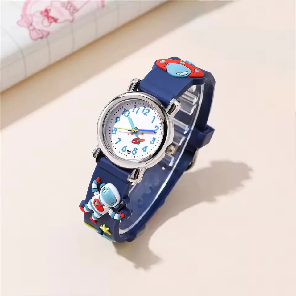 Hot Sell UFO Astronaut Children Watch for 1-15 Years Old Boys Soft Silicone Cartoon Kids Quartz Wristwatches Clock 3