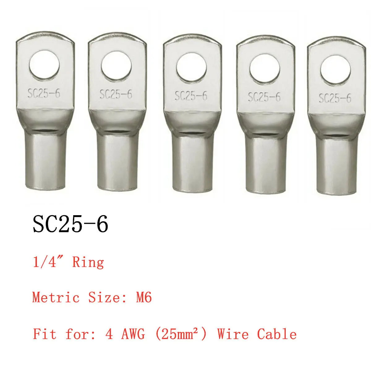 20PCS 4-25mm Sortiment Verzinnte Kupfer Lugs Ring Crimp Terminals Batterie Draht Schweißen Kabel Anschlüsse Kit – Detail 17