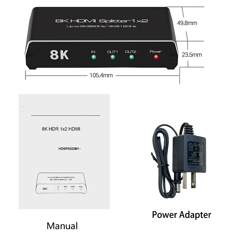 Répartiteur HDMI pour moniteur PC, Dolby Vision Atmos, ALLM, HDR, UHD, VRR, HLG, PS5, XBOX, 8K, 60Hz, 1 entrée, 2 sorties, 4K, 120Hz, sélecteur HDMI 2.1, 1x2