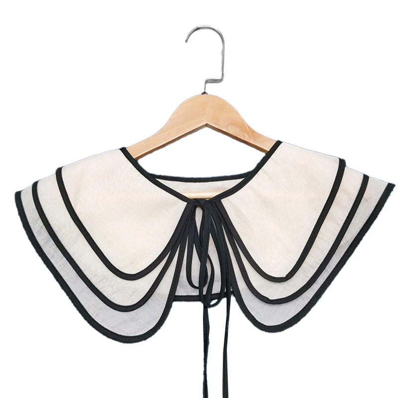 Casual Decorative Collars Detachable Dickey Collar Blouse Half Shirt for Doll Shawl Lace-Up Bowknot Scarf Capelet for Wo