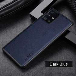 Premium Cross-Pattern Leather Cover for Galaxy  A51 4G (Blue)