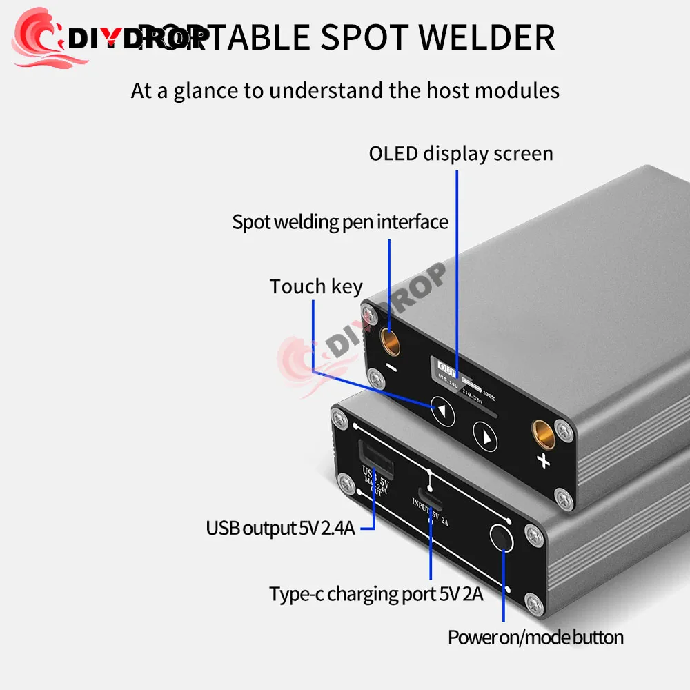 DIY Spot Welder Adjustable 30 Gears OLED Screen 5000mAh Lipo Include For Max 0.15mm Nickel Strip Portable Spot Welding DH-30 3