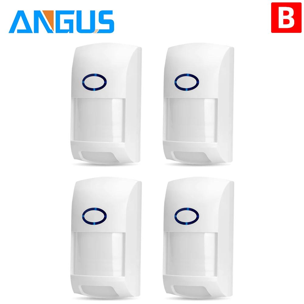 

Angus 433mhz Wireless Anti Pet Detector PIR Detector Motion Sensor for DIY Wifi/GSM Home Intruder Burglar Alarm System 4PC UNIT