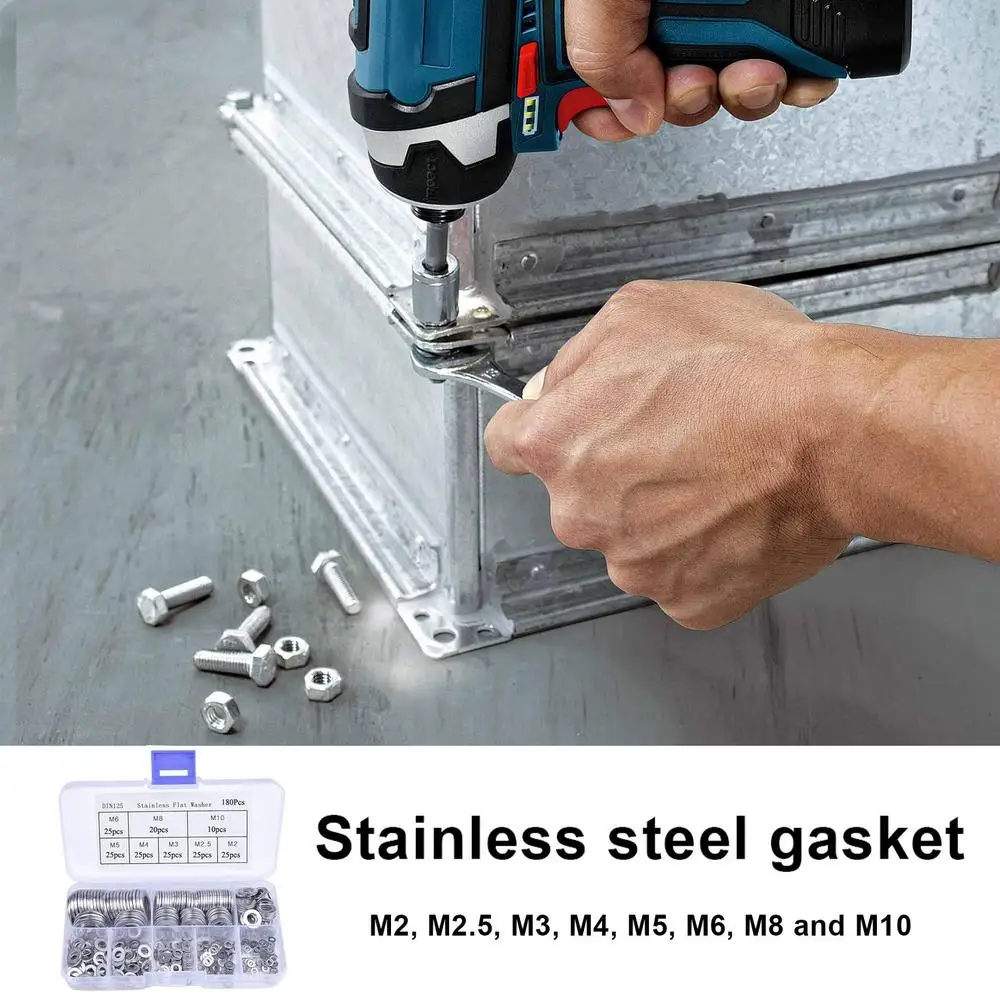 Description Picture 4 of itemAssorted Washers Gasket Stainless Steel 180PCS Washers For Screws Fender Washers Flat Washers Rust Free 8 Sizes Hardware