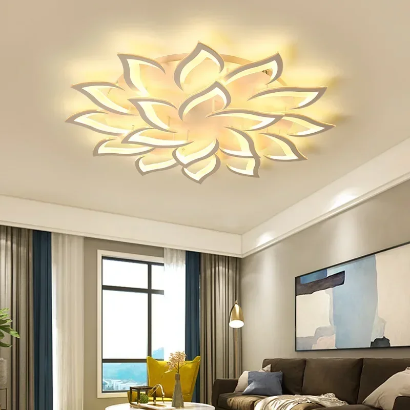 Modern Luxury Led Ceiling Chandelier for Living Room Kitchen Bedroom Lamp Home Decorations White Lighting Acrylic Fixtures