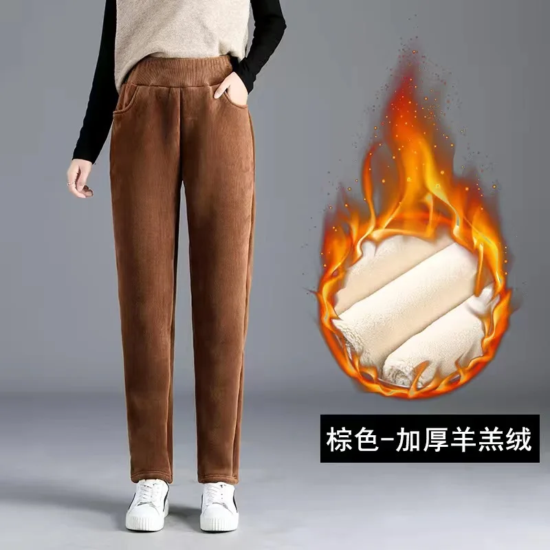 2021 New Women Pants Autumn Winter Corduroy Plush Thick Warm Long Pants High Waist Casual Loose Harem Trousers Pantalones women's snow pants