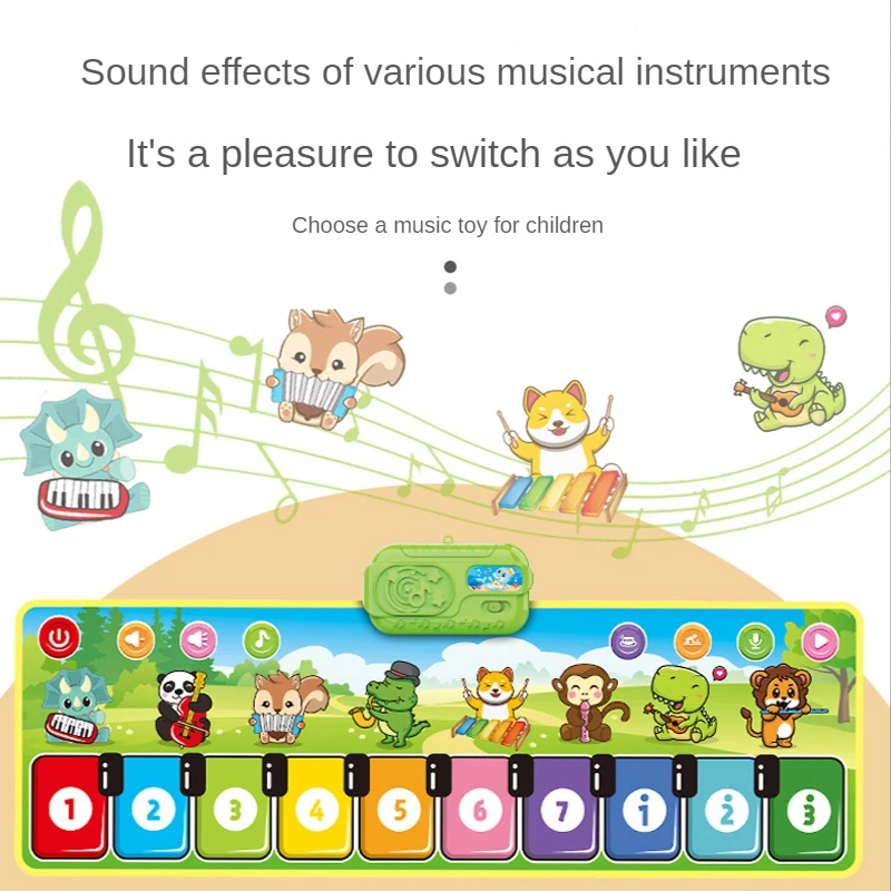 110x36cm Musical Piano Mat Toddlers Floor Violin Keyboard Dance Mat with 8 instruments Sounds Baby Mat Study Educational Toys 3