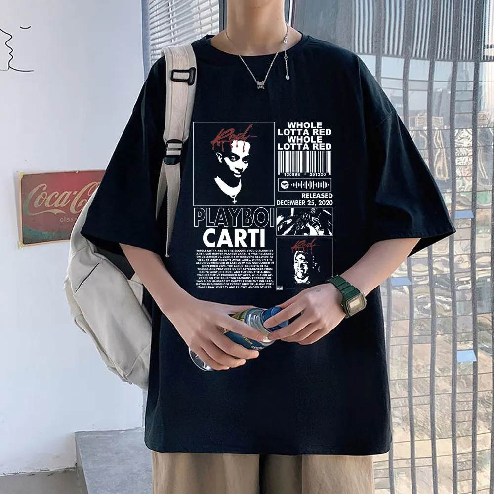 

Playboi Carti Whole Lotta Red Hip Hop Oversized Graphic T-shirt Man Fashion Trend Tshirt Vintage Tees Men Fitted Cotton T Shirts