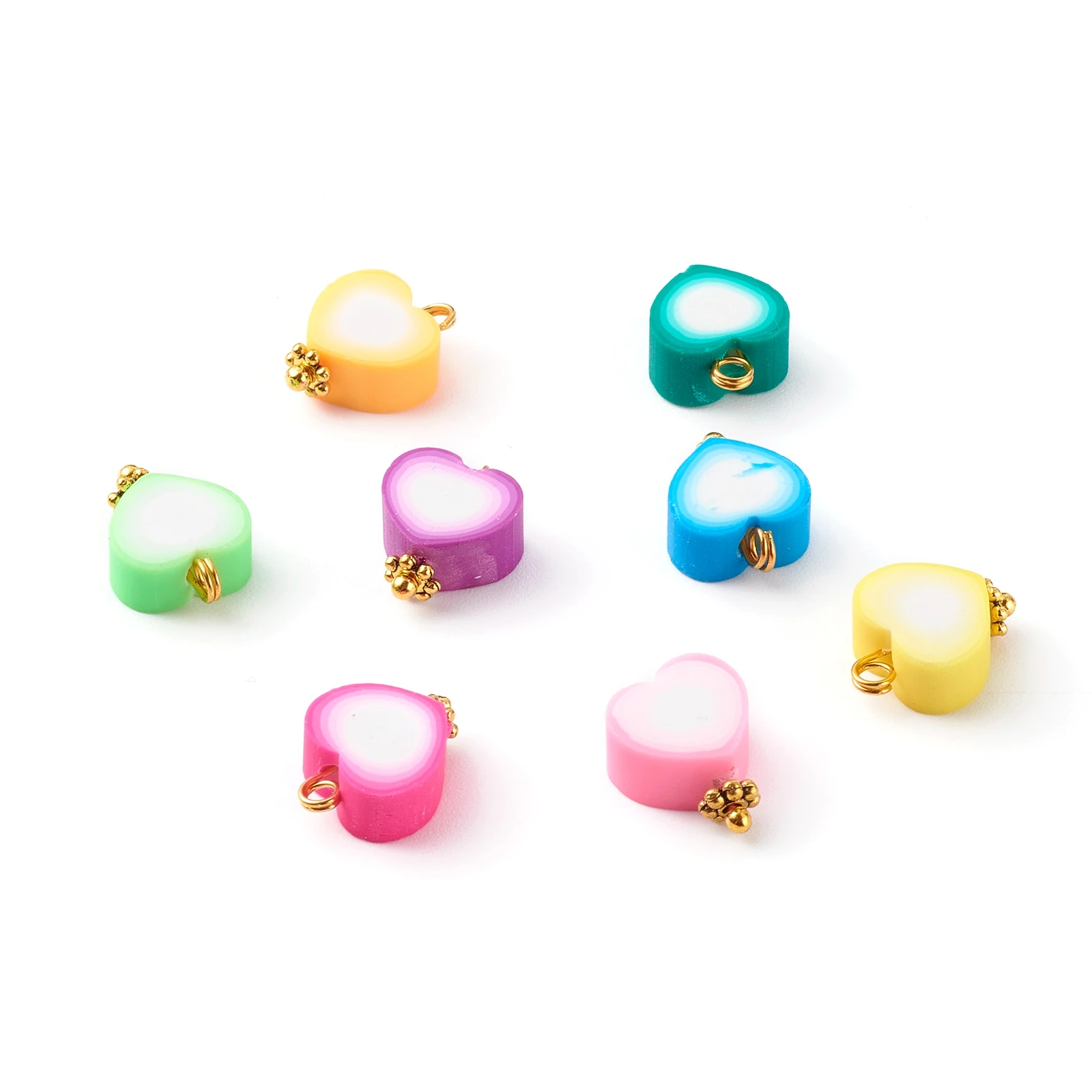 

100Pcs Polymer Clay Charms Mixed Styles with Brass Hook Colorful Necklace Bracelet Earrings Pendant DIY Jewelry Making Supplies
