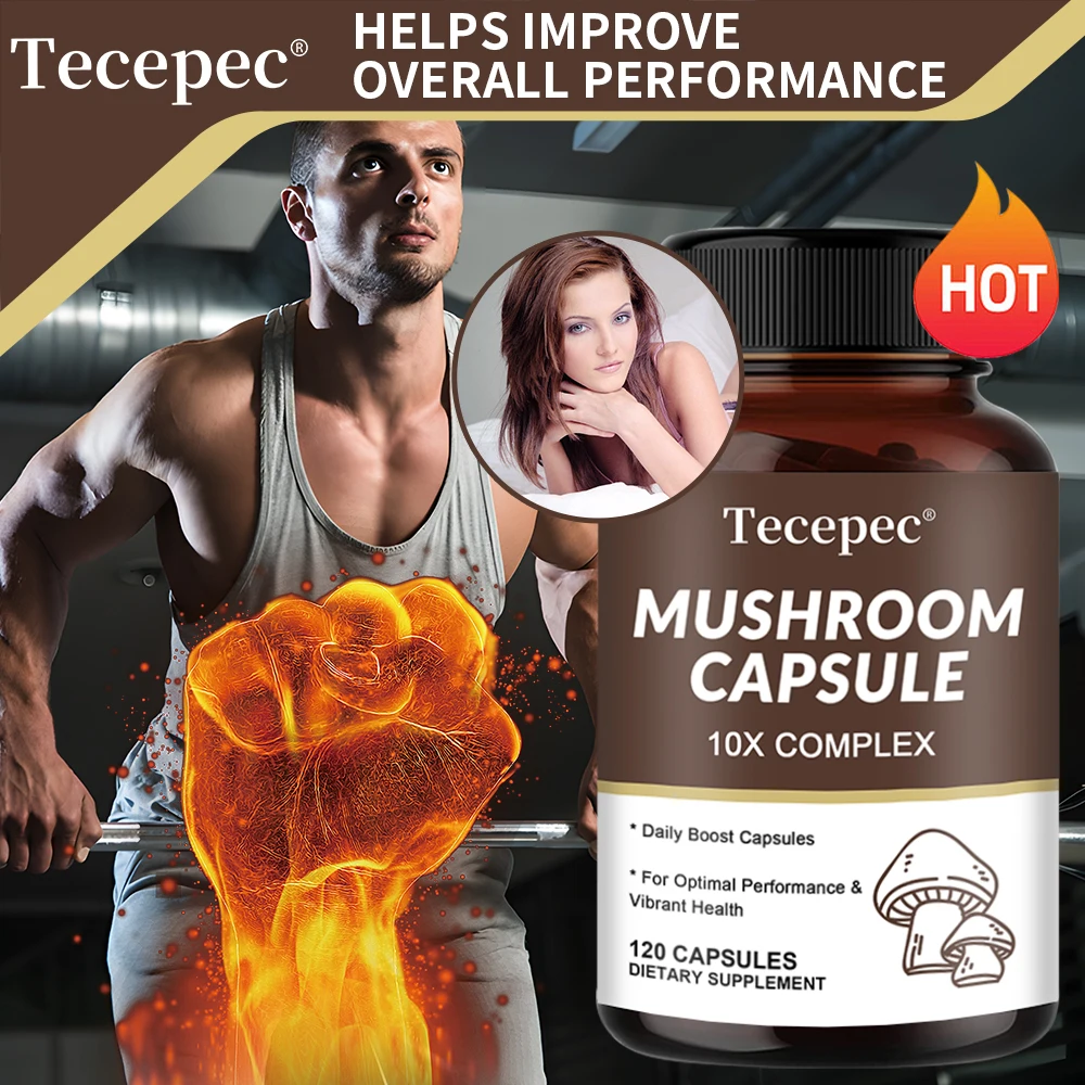 Premium Mushroom Capsules 10x Complex - Promotes Focus, Supports Performance and Vibrant Health, Mushroom Supplement, Non-GMO