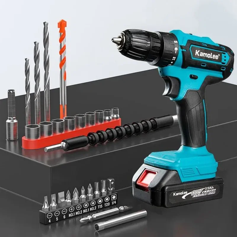 Kamolee 10mm 브러시 무선 전기 충격 드릴 전기 스크루 드라이버 홈 DIY 전동 공구 Makita 18V 배터리 용