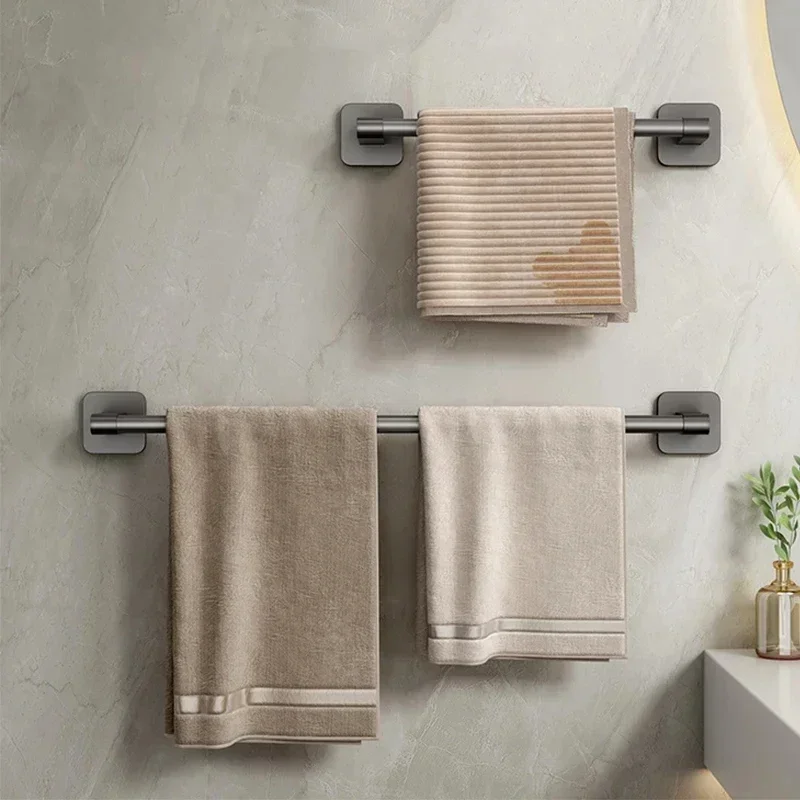 Towel Rack Towel Holder No Drilling Bathroom Organizers Self-adhesive Towel Bar Bathroom Shelves Kitchen Storages Rack Holders