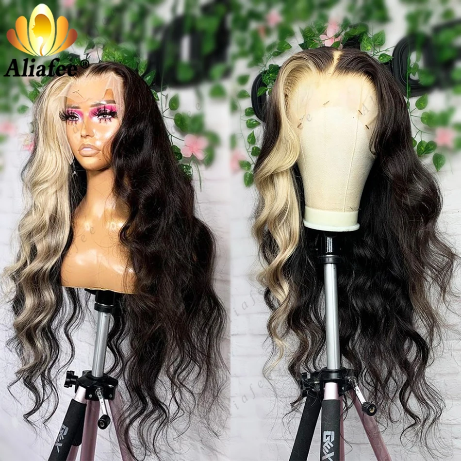 

Aliafee HD 13x6 Lace Frontal Wig Natural Color With 613 Colored PrePlucked Body Wave 13x4 Lace Front Human Hair Wigs For Women