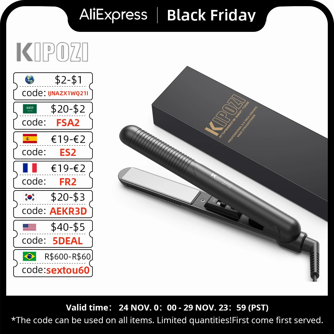 KIPOZI Mini Hair Straighteners Professional Ceramic 0.9 inch plate flat