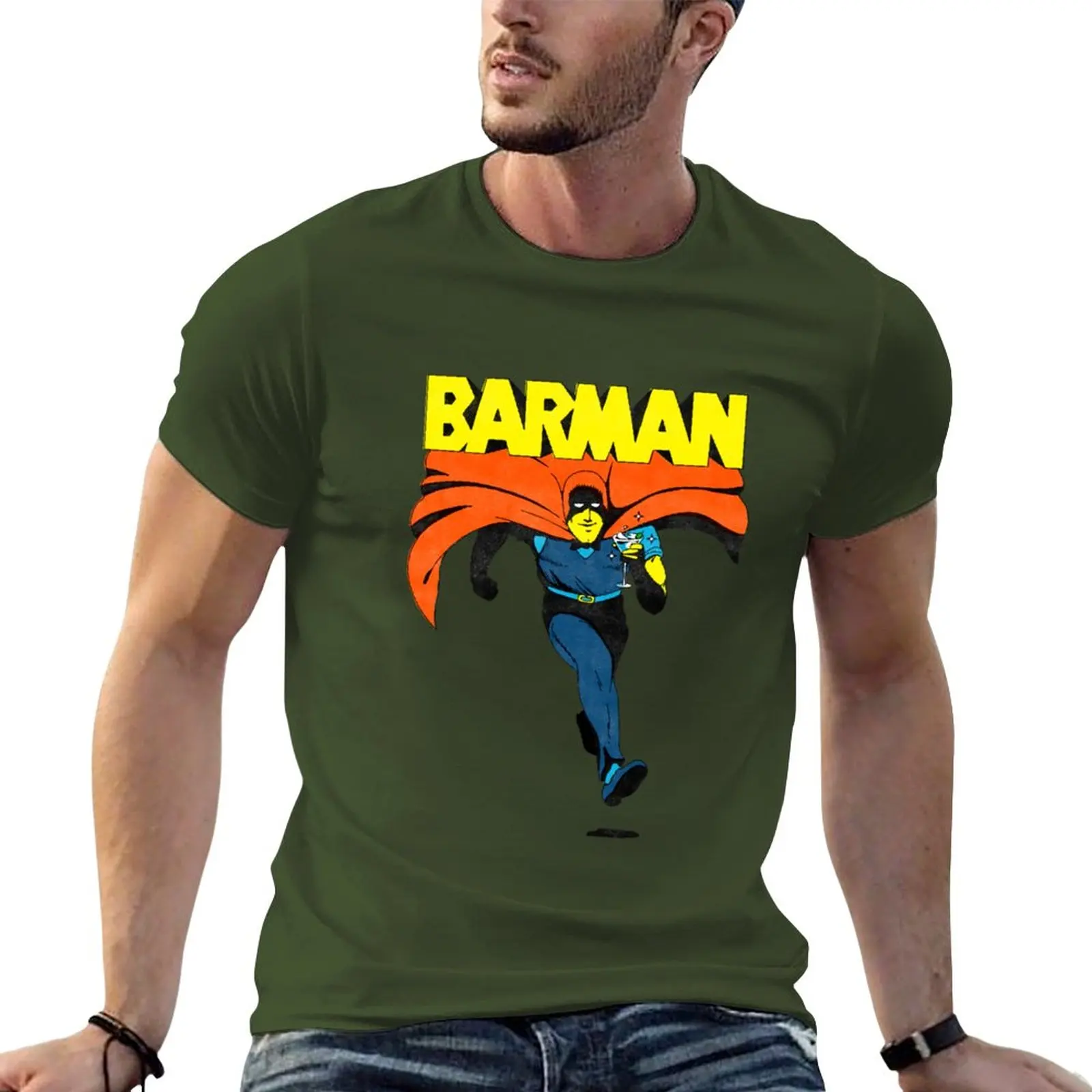 New barman T-Shirt sweat shirts Aesthetic clothing blank t shirts anime Men's cotton t-shirt