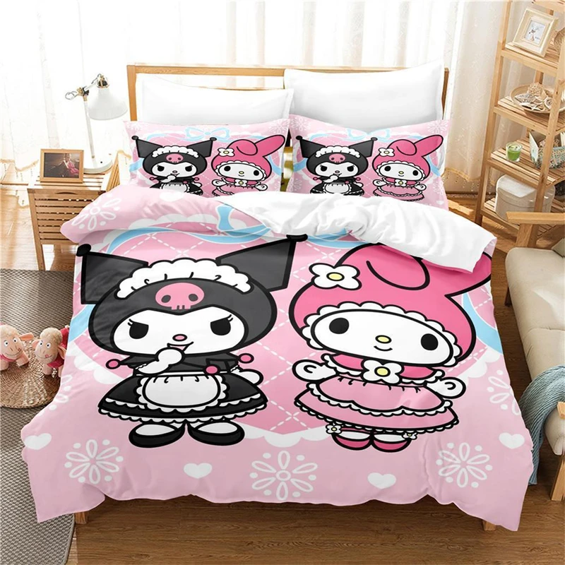 

Cartoon Sanrio Duvet Cover My Melody Cinnamoroll Kuromi Children's Gifts Teen Adult Bedding Set Single Double Size Room Decor