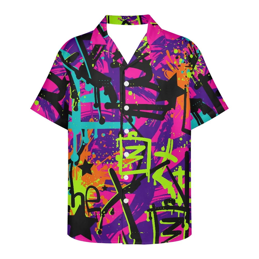 

Personality Street Art Graffiti Culture Attracts Girls Classic Print Hot Selling Wholesale Summer Mens Luxury Short Sleeve Shirt