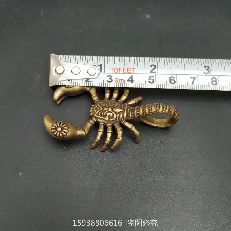 Retro patina solid brass pure copper Scorpion Poison Scorpion animal copper pendant mini ornaments