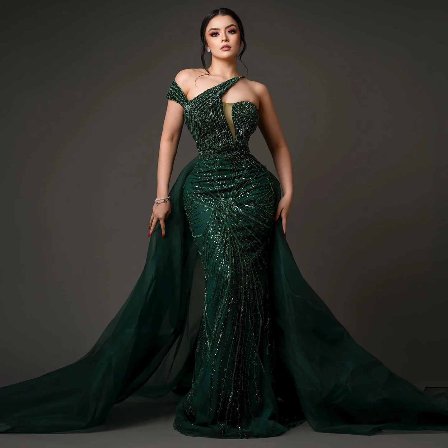 wedding elegant emerald green dress
