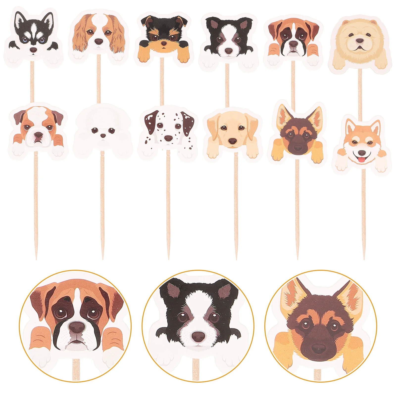 

24pcs Pet Dog Party Cake Toppers Cake Decoration Picks Cupcake Adornment Party Favors Supplies for Home