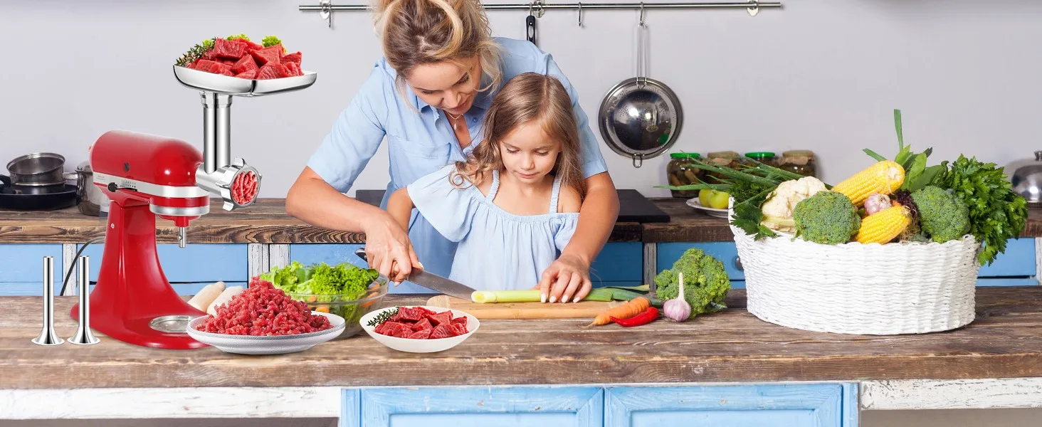 Description Picture 2 of itemMetal Food Grinder Attachments for all KitchenAid chef and Cuisinart Stand Mixers SM-50 Series Meat Grinders Sausage Stuff