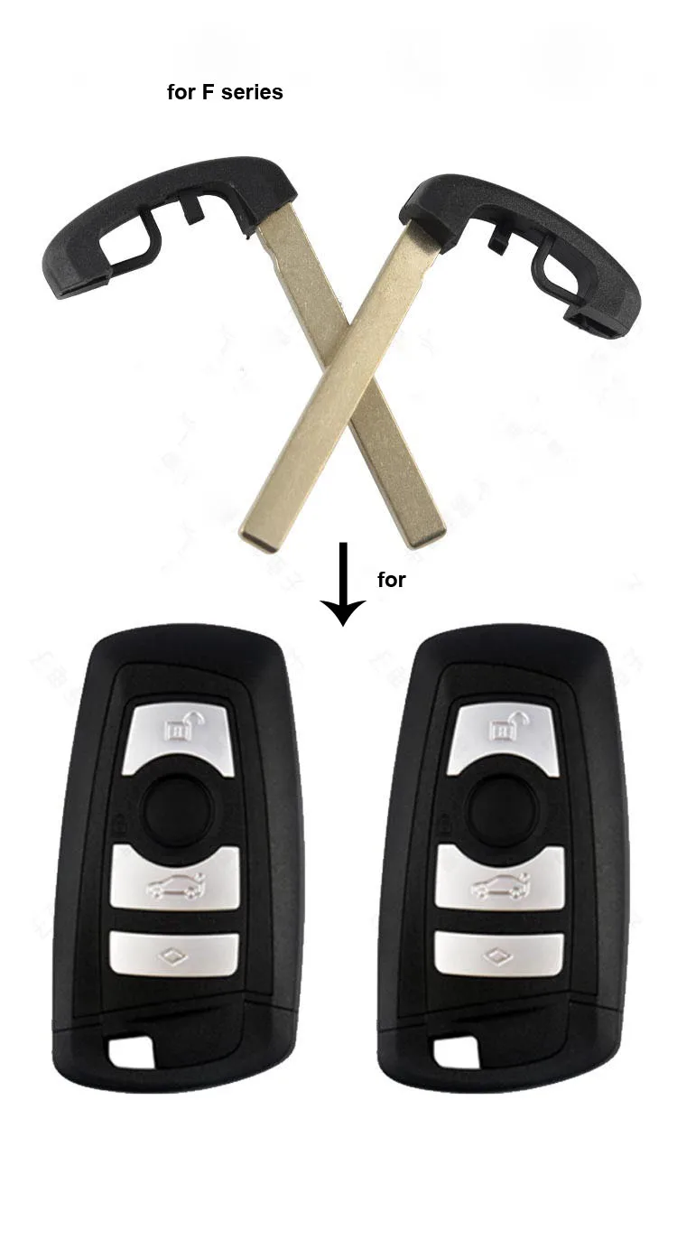 Insert Emergency Smart Key Blade For BMW 1 3 5 7 Series F FEM CAS4 X5 X6 Mini Smart Remote Key Shell Case Uncut Blade key case car key shell car remote key car key key shell