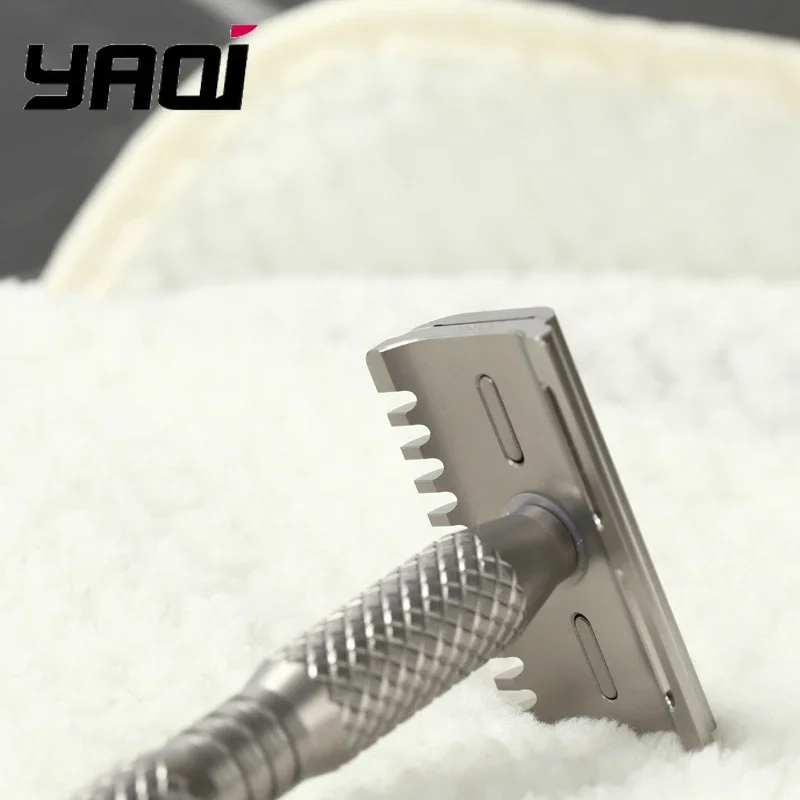 YAQI Ghost 90DC 크로스 그레인 패턴 티타늄 경량 안전 면도기 수염 면도기