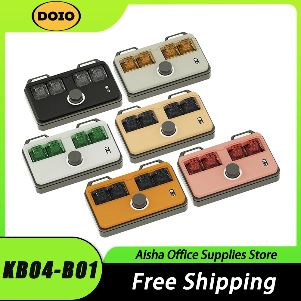 

DOIO KB04-B01 Mechanical Keyboard Multifunctional Knob Dual Mode Aluminum Designer Keyboard Support VIA QMK RGB Hot Swap Office