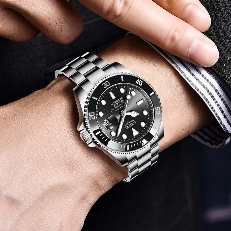 LIGE Diver Watch Men Top Brand Luxury Waterproof Luminous Date Chronograph Man Wristwatches Outdoor Sports Quartz Men's Watches
