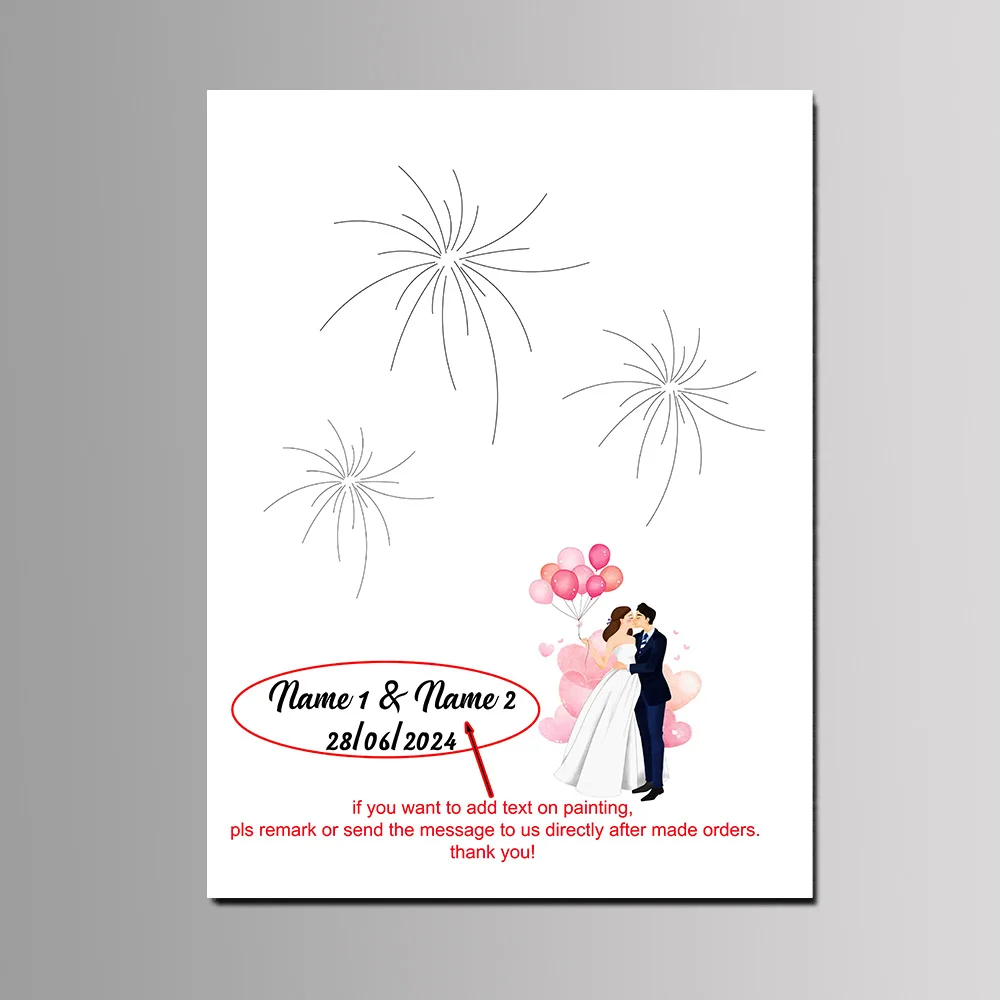 DIY Fingerprint Fireworks Guest Signature Book Canvas Painting For Wedding Events Couple Anniversary Party Favor Customized Gift