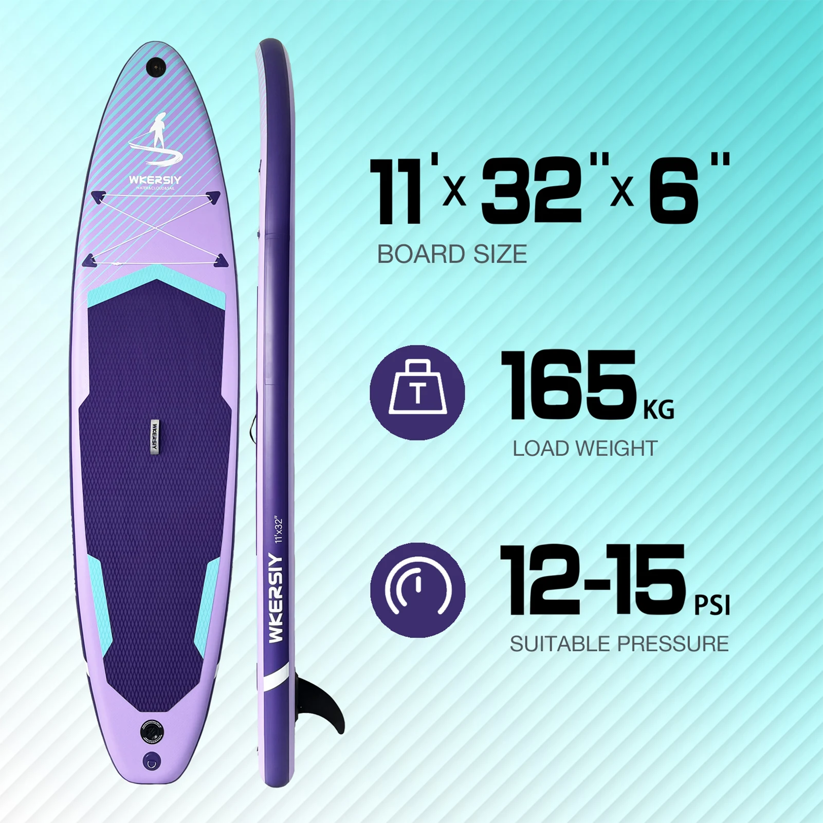 3,35m Aufblasbares Paddleboard für Strand, Wasserski, Stand-Up-Paddling, Wassersport, Angeln und Yoga – Detail 5