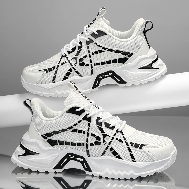 Men's Outdoor Running Sneakers - Comfortable and Breathable Design, Fashionable Lace-Up Sports Style, Versatile and Trendy