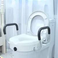 Elderly Toilet Booster Toilet Raised Seat Cushion, Disability Products Toilet Seat Assist with Stand Up Device with Armrest 1