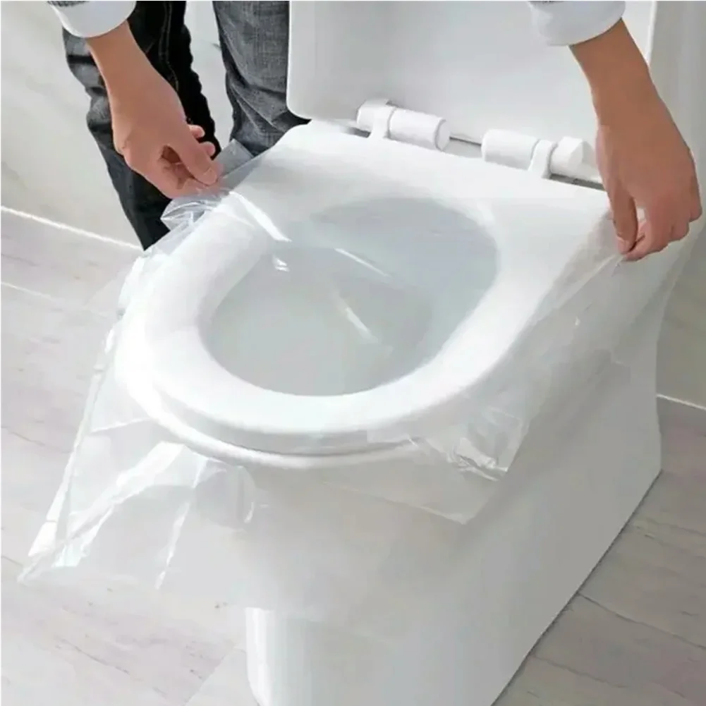 500-50pcs Disposable Plastic Toilet Seat Cover Waterproof and Non Slip Individually Wrapped for Travel Toilet Seat Protectors