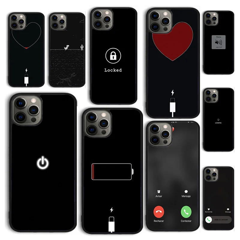 Autumu Cellulare Schermo Telefono Batteria Icona Cassa Del Telefono Cover Per Iphone 15 12 Mini X Xs Xr 11 13 14 Pro Max Se 2020 6S 7 8 Plus
