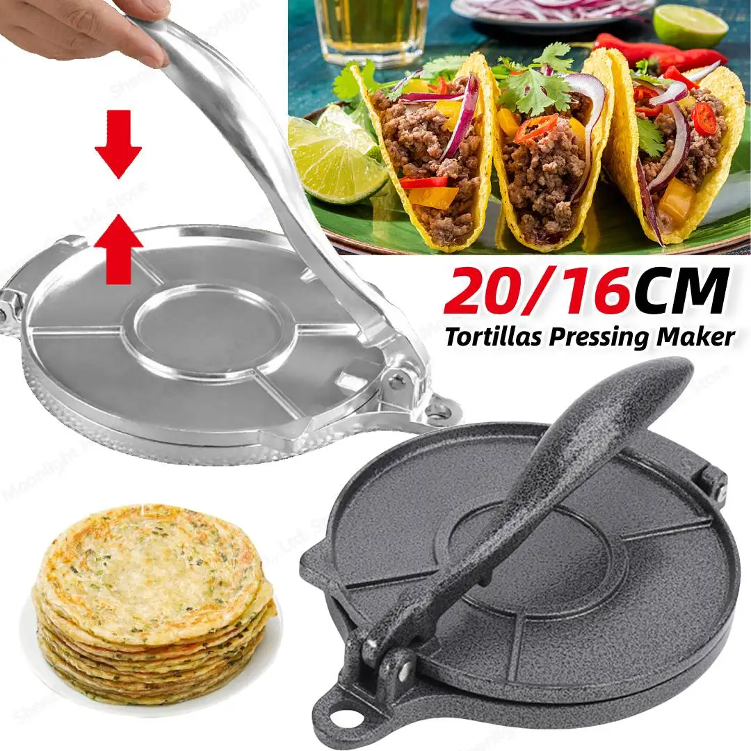 Aluminium Alloy DIY Tortilla Press Maker 16/20cm Manual Corn Tortillas Dough Pressing Tools Kitchen Cooking Gadget Accessories Tortilla Press