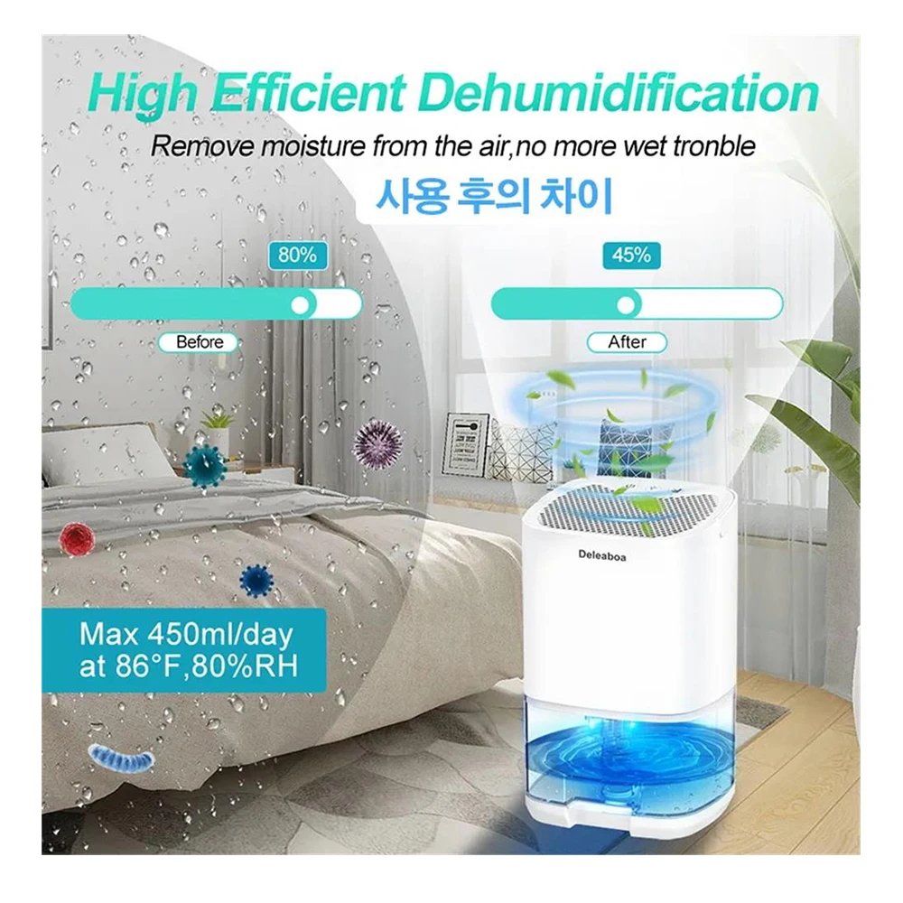 가정 방 주방용 제습기, 기본 에어 필터 포함, 조용한 수분 흡수기, 비용 효율적인 공기 제습기, 2 in 1, 1000ml